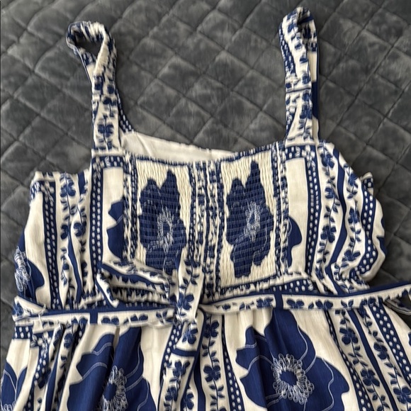 Draper James RSVP Navy and Cream midi dress floral embroidered look smocked XL - Picture 5 of 9